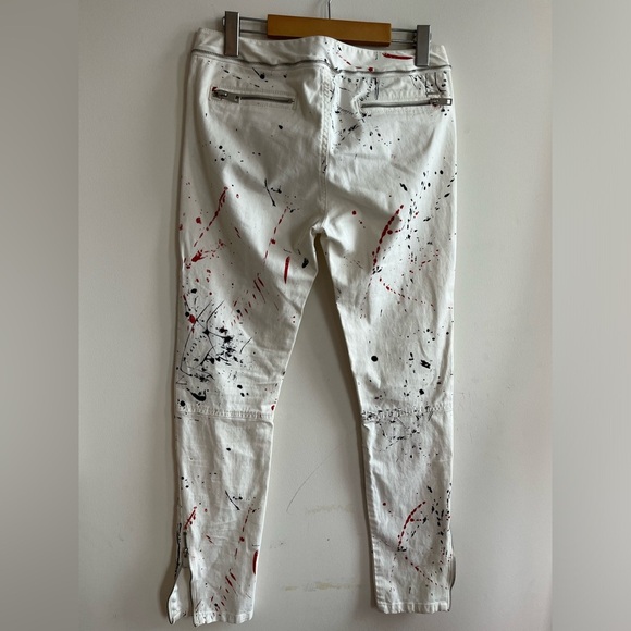 Diesel Women’s Paint Splatter Slim Fit White Pants Size 27 - Picture 10 of 12